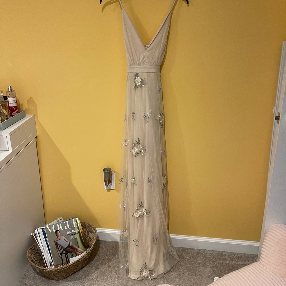 Lulus Cream Floral Prom Dress